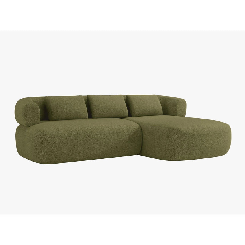 Jenny 5-Sitzer Ecksofa, Rechte Seite, aus Boucle in Grün (Now or Never 38), 225x145 cm von Micadoni – Bild 2