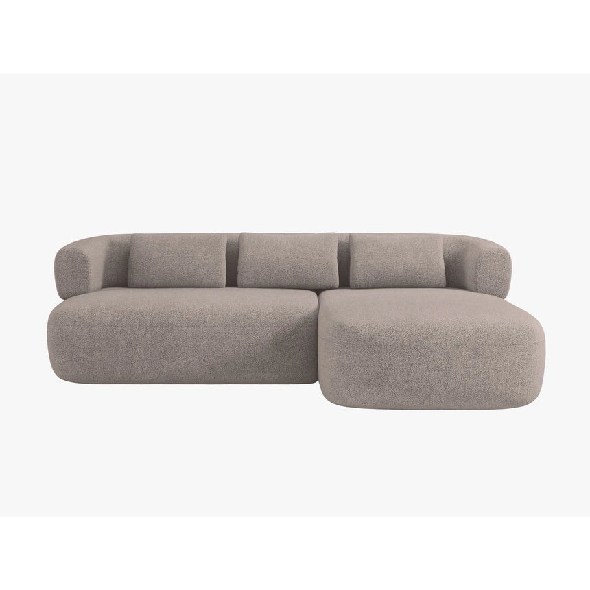 Jenny 5-Sitzer Ecksofa, Rechte Seite, aus Boucle in Hellbraun (Now or Never 16), 225x145 cm von Micadoni – Bild 1