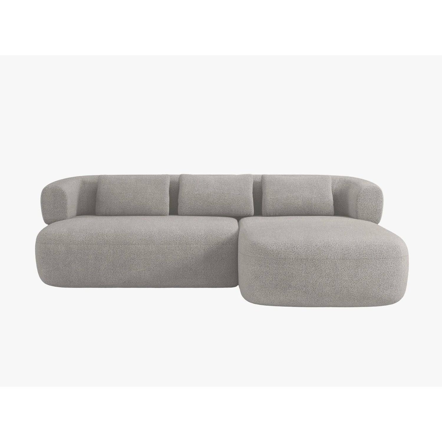 Jenny 5-Sitzer Ecksofa, Rechte Seite, aus Boucle in Hellgrau (Now or Never 83), 225x145 cm von Micadoni – Bild 1