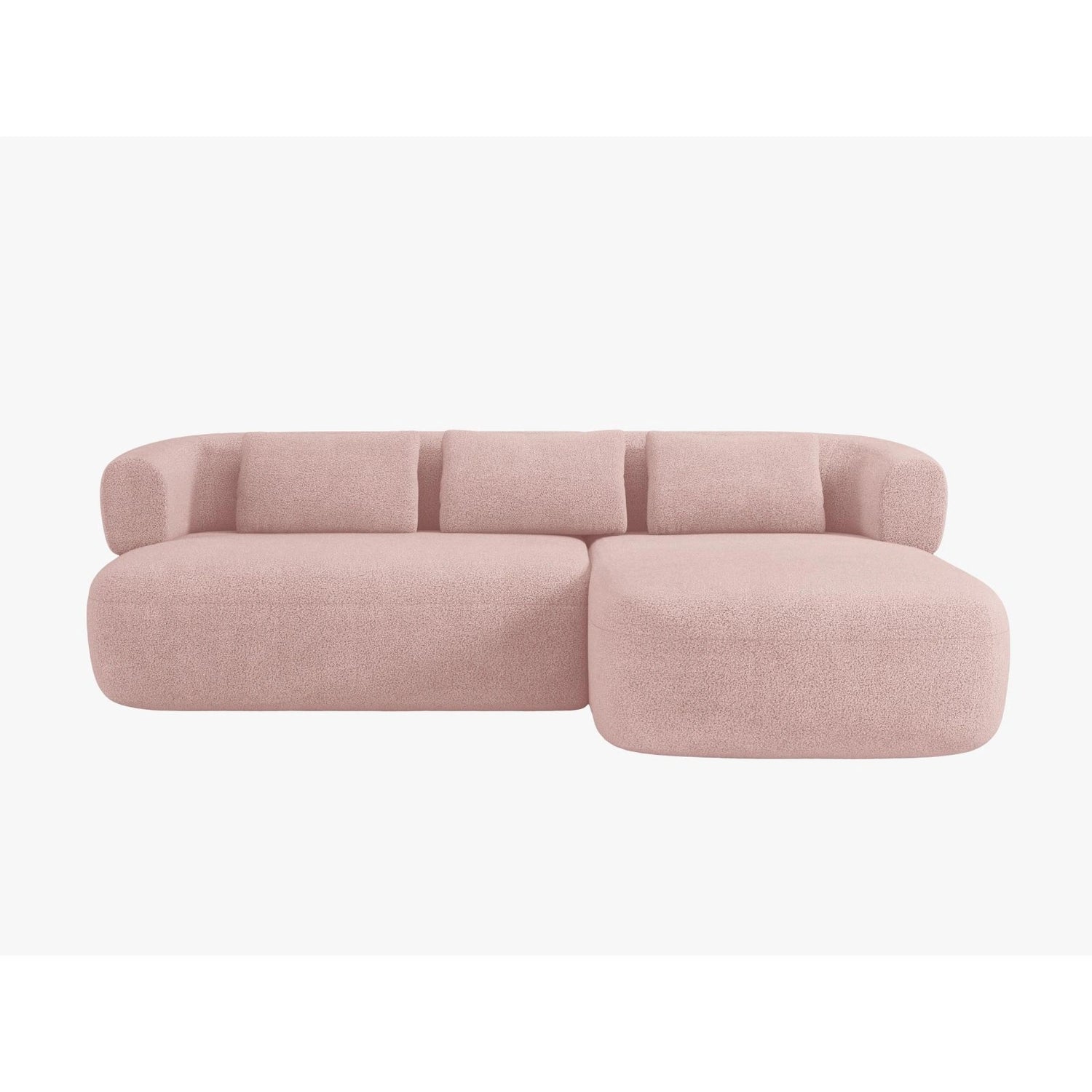 Jenny 5-Sitzer Ecksofa, Rechte Seite, aus Boucle in Puderrosa (Now or Never 61), 225x145 cm von Micadoni – Bild 1