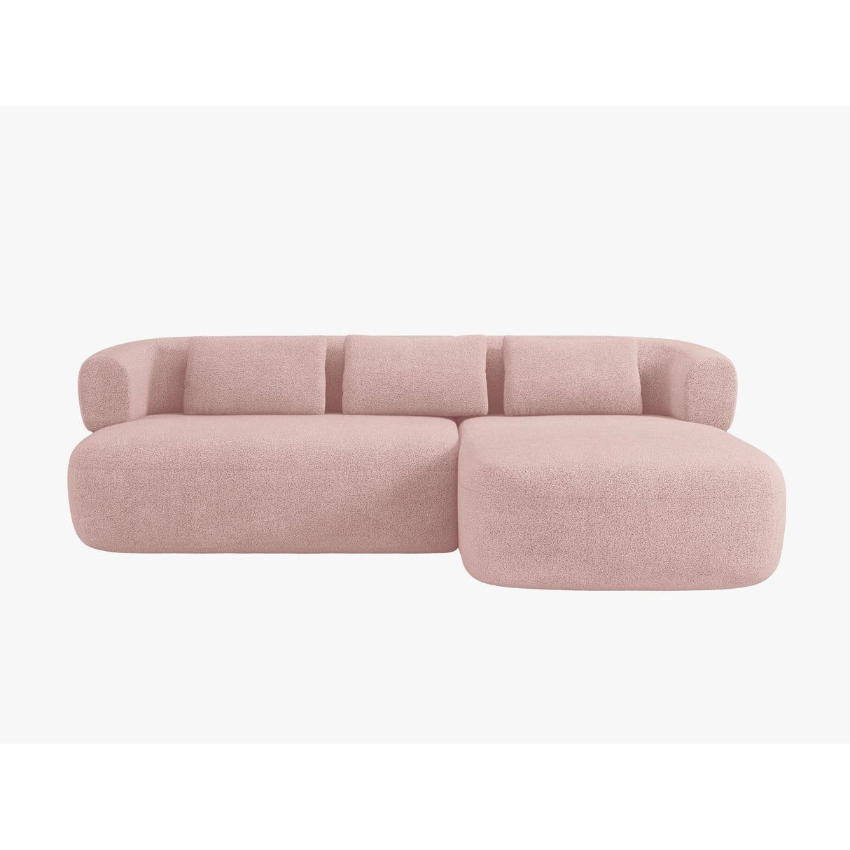 Jenny 5-Sitzer Ecksofa, Rechte Seite, aus Boucle in Puderrosa (Now or Never 61), 225x145 cm von Micadoni – Bild 1
