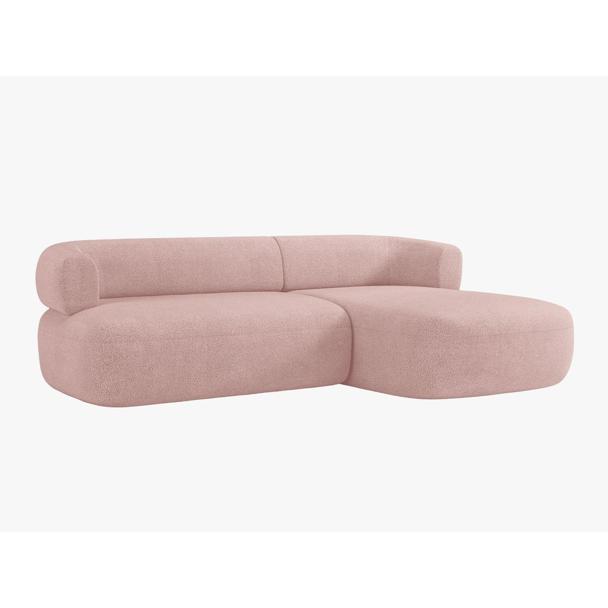 Jenny 5-Sitzer Ecksofa, Rechte Seite, aus Boucle in Puderrosa (Now or Never 61), 225x145 cm von Micadoni – Bild 3
