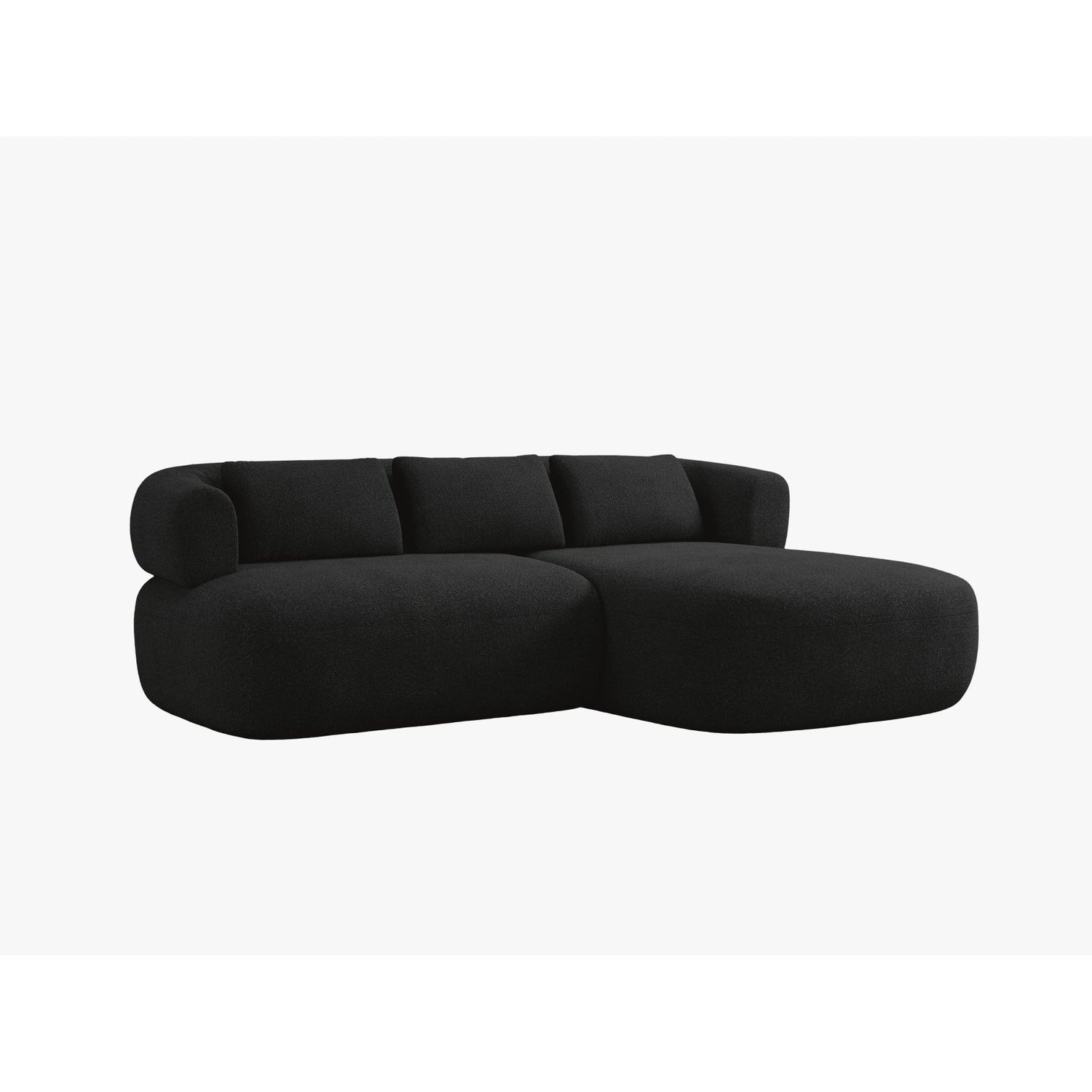 Jenny 5-Sitzer Ecksofa, Rechte Seite, aus Boucle in Schwarz (Now or Never 100), 200x145 cm von Micadoni – Bild 2