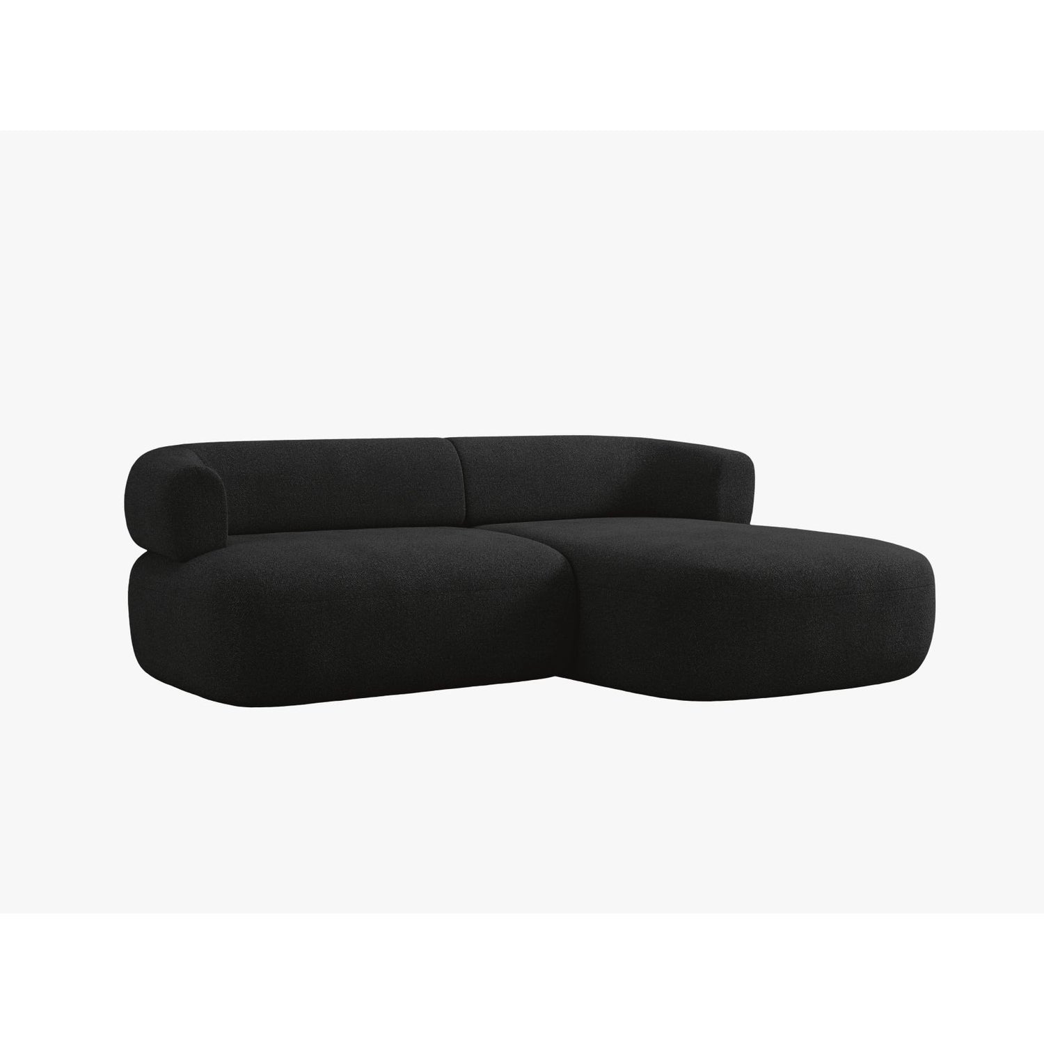 Jenny 5-Sitzer Ecksofa, Rechte Seite, aus Boucle in Schwarz (Now or Never 100), 200x145 cm von Micadoni – Bild 3