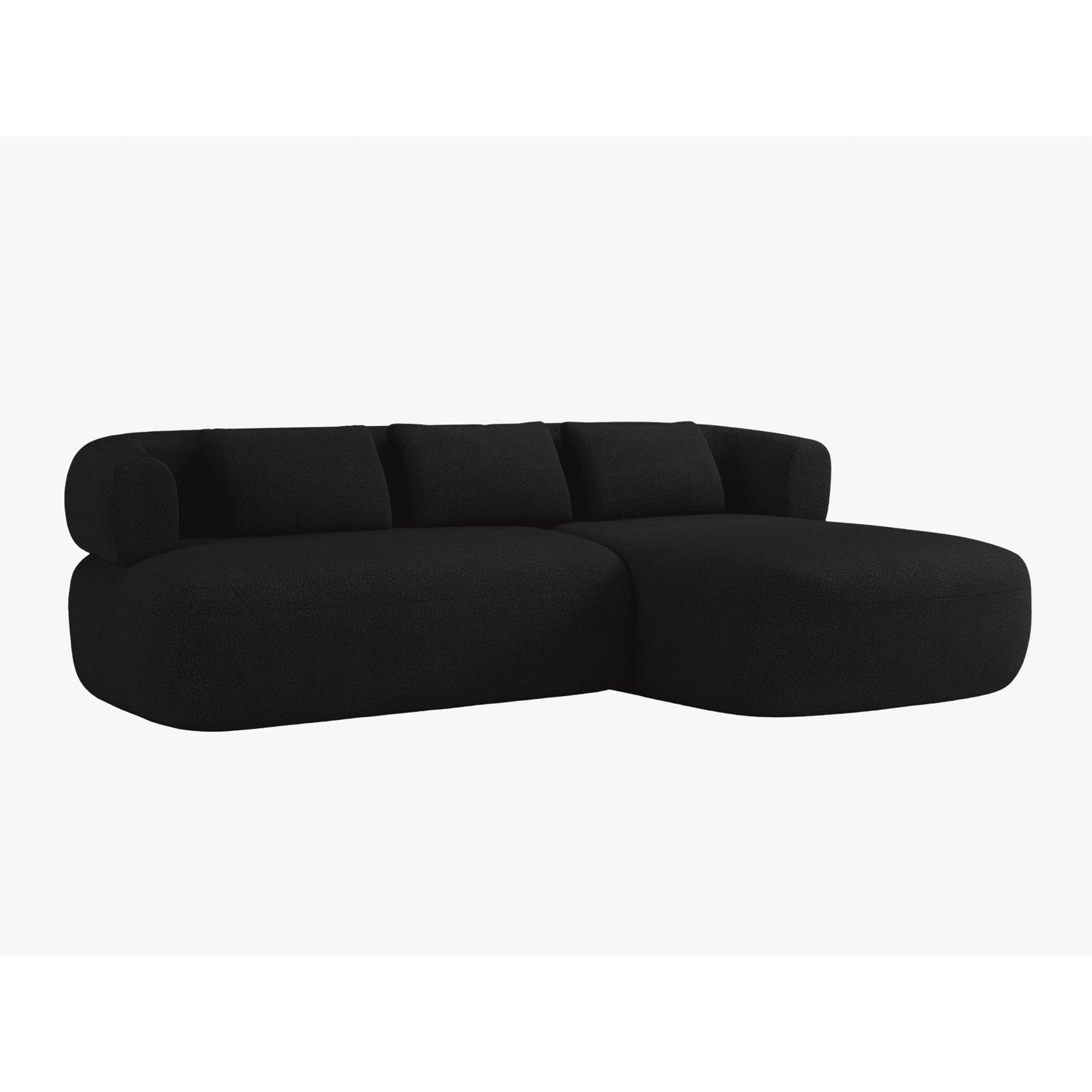 Jenny 5-Sitzer Ecksofa, Rechte Seite, aus Boucle in Schwarz (Now or Never 100), 225x145 cm von Micadoni – Bild 2