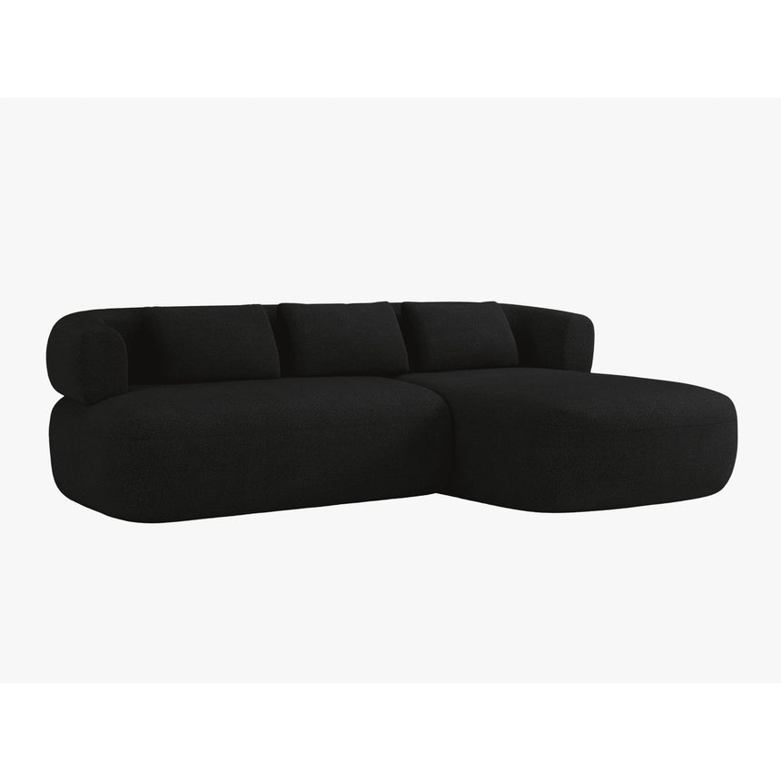 Jenny 5-Sitzer Ecksofa, Rechte Seite, aus Boucle in Schwarz (Now or Never 100), 225x145 cm von Micadoni – Bild 2