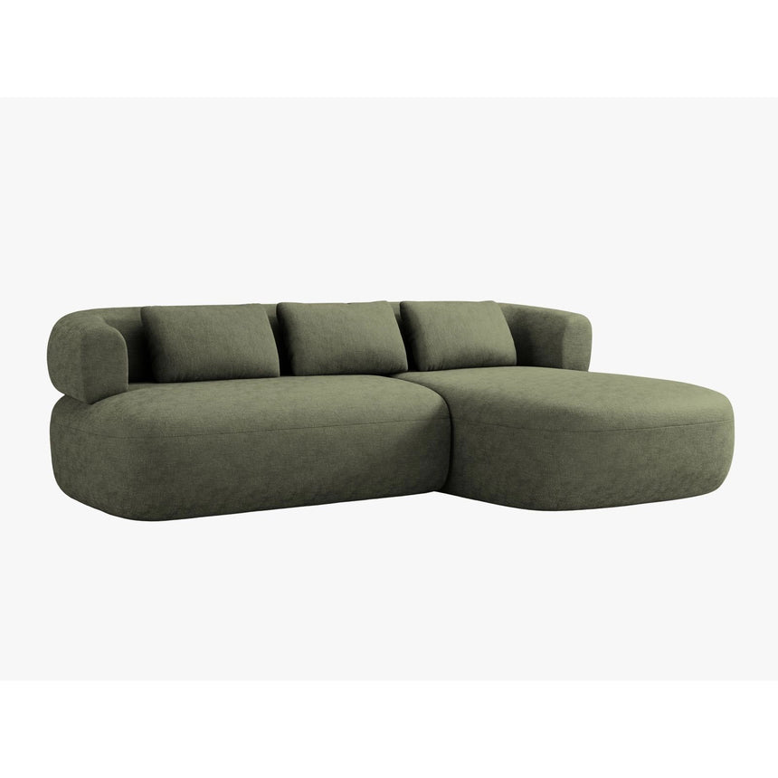 Jenny 5-Sitzer Ecksofa, Rechte Seite, aus Chenille in Grün (Perfect Harmony 39), 225x145 cm von Micadoni – Bild 2