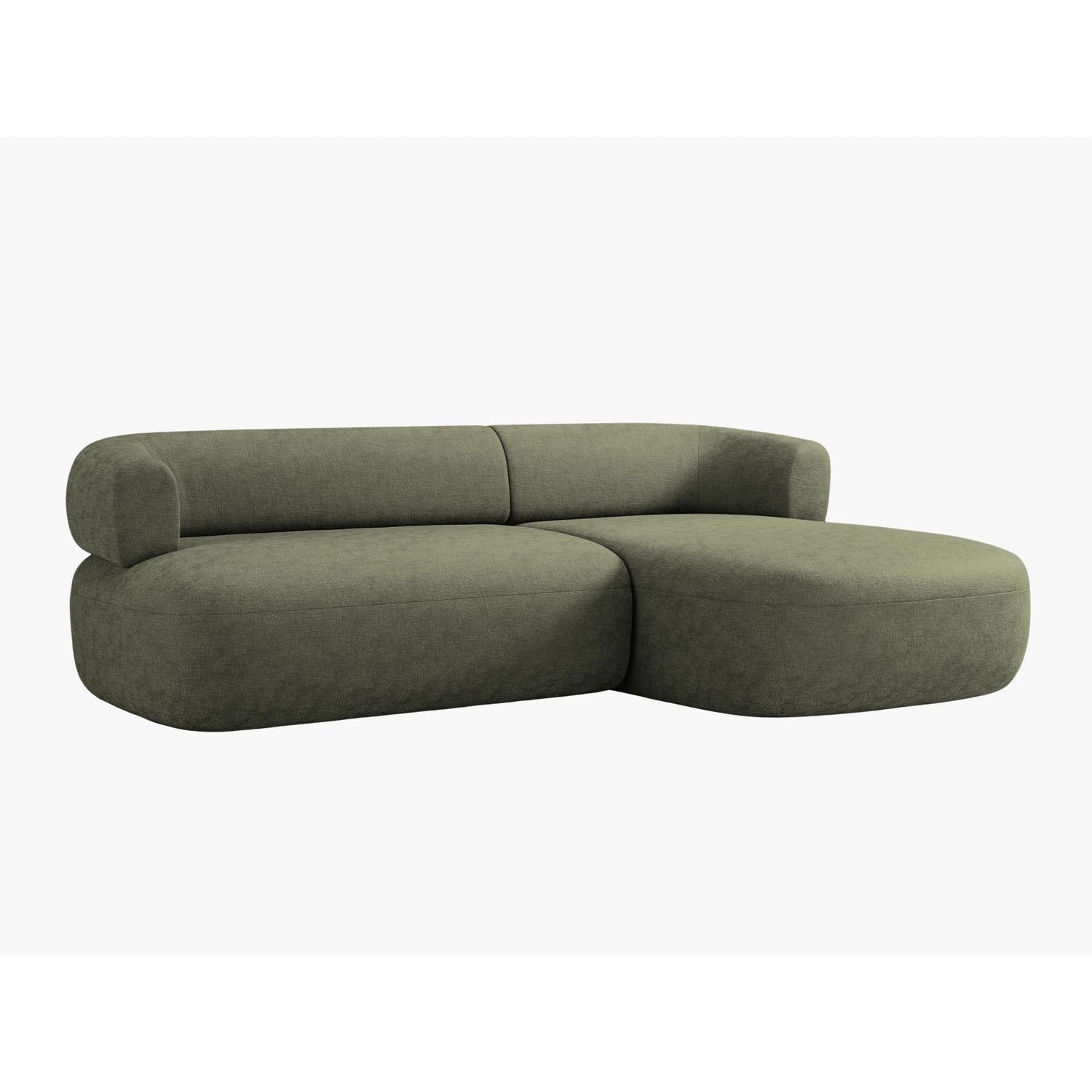 Jenny 5-Sitzer Ecksofa, Rechte Seite, aus Chenille in Grün (Perfect Harmony 39), 225x145 cm von Micadoni – Bild 3