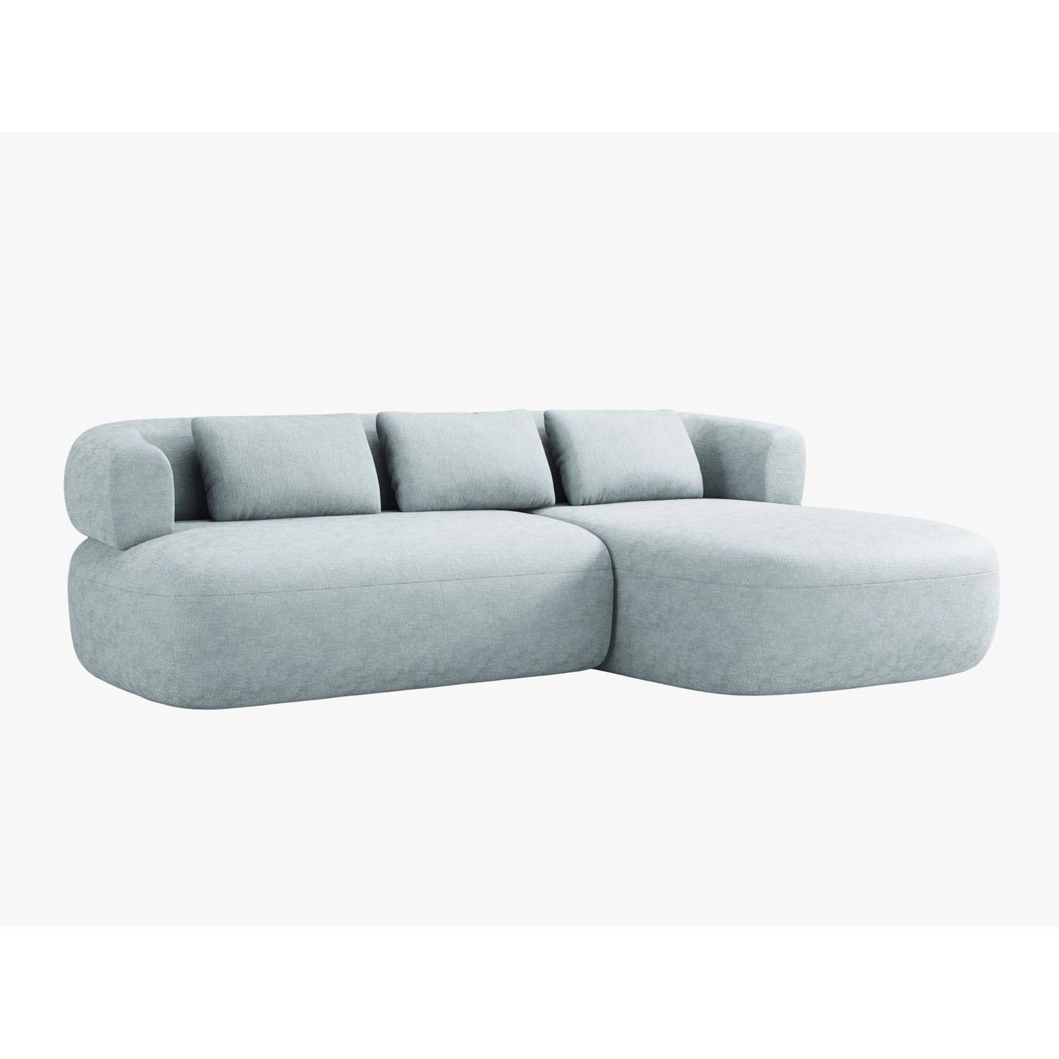Jenny 5-Sitzer Ecksofa, Rechte Seite, aus Chenille in Hellblau (Perfect Harmony 72), 225x145 cm von Micadoni – Bild 2