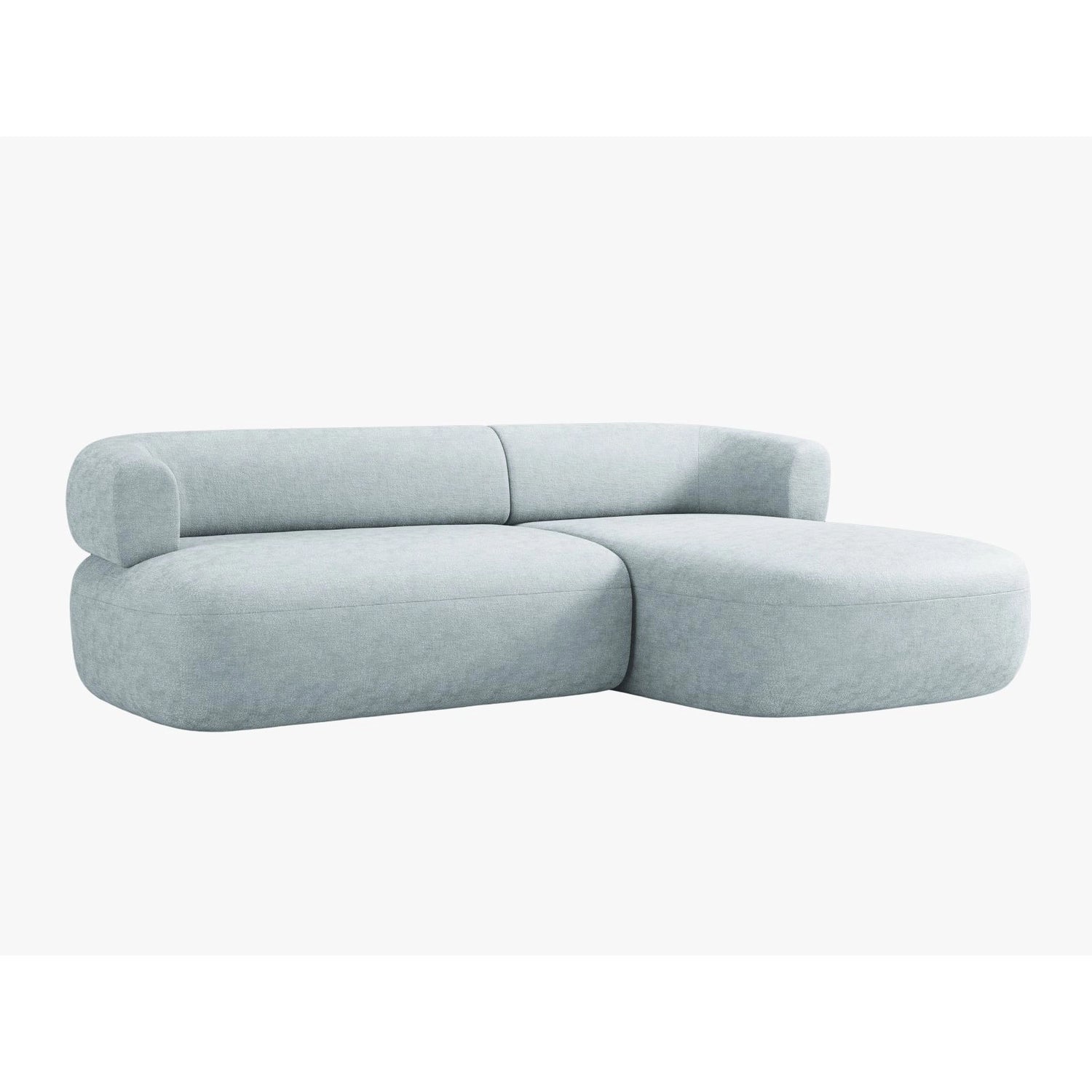 Jenny 5-Sitzer Ecksofa, Rechte Seite, aus Chenille in Hellblau (Perfect Harmony 72), 225x145 cm von Micadoni – Bild 3