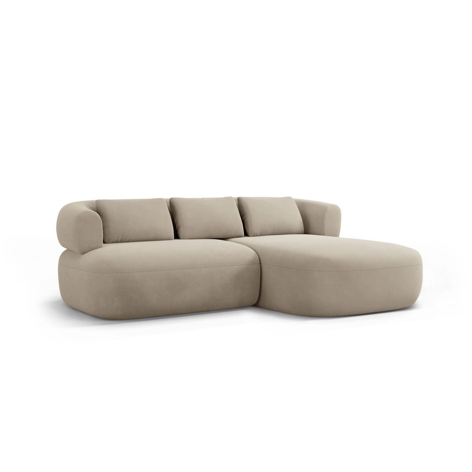 Jenny 5-Sitzer Ecksofa, Rechte Seite, aus Samt in Beige (Salvador 1), 200x145 cm von Micadoni – Bild 2