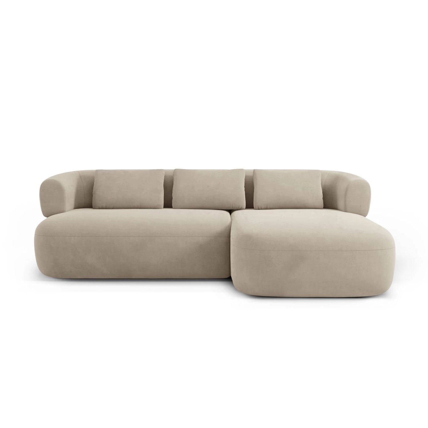 Jenny 5-Sitzer Ecksofa, Rechte Seite, aus Samt in Beige (Salvador 1), 225x145 cm von Micadoni – Bild 1