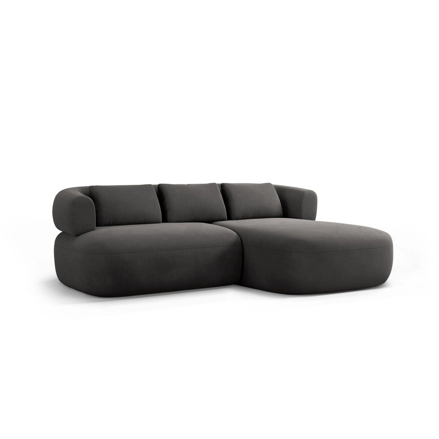 Jenny 5-Sitzer Ecksofa, Rechte Seite, aus Samt in Dunkelgrau (Salvador 18), 200x145 cm von Micadoni – Bild 2