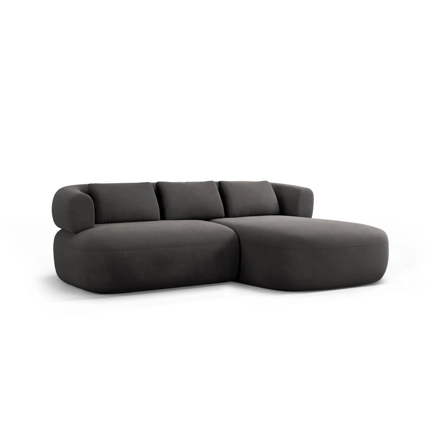Jenny 5-Sitzer Ecksofa, Rechte Seite, aus Samt in Dunkelgrau (Salvador 18), 200x145 cm von Micadoni – Bild 2