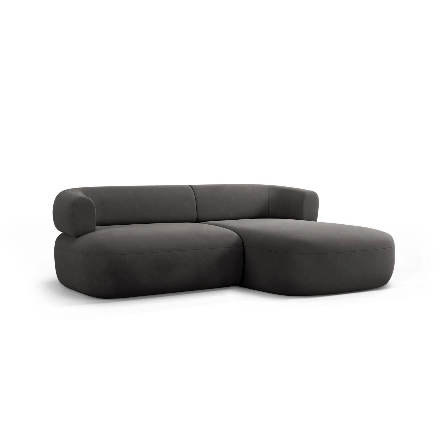 Jenny 5-Sitzer Ecksofa, Rechte Seite, aus Samt in Dunkelgrau (Salvador 18), 200x145 cm von Micadoni – Bild 3