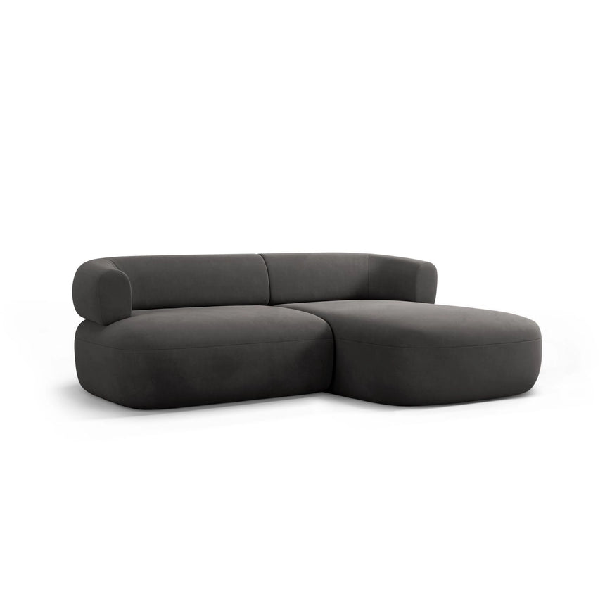 Jenny 5-Sitzer Ecksofa, Rechte Seite, aus Samt in Dunkelgrau (Salvador 18), 200x145 cm von Micadoni – Bild 3