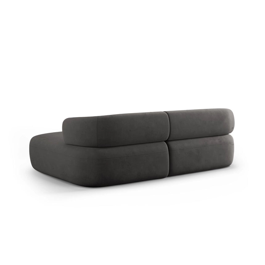 Jenny 5-Sitzer Ecksofa, Rechte Seite, aus Samt in Dunkelgrau (Salvador 18), 200x145 cm von Micadoni – Bild 4