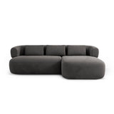 Jenny 5-Sitzer Ecksofa, Rechte Seite, aus Samt in Dunkelgrau (Salvador 18), 225x145 cm von Micadoni – Bild 1