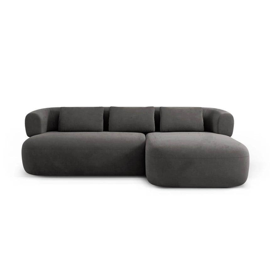 Jenny 5-Sitzer Ecksofa, Rechte Seite, aus Samt in Dunkelgrau (Salvador 18), 225x145 cm von Micadoni – Bild 1