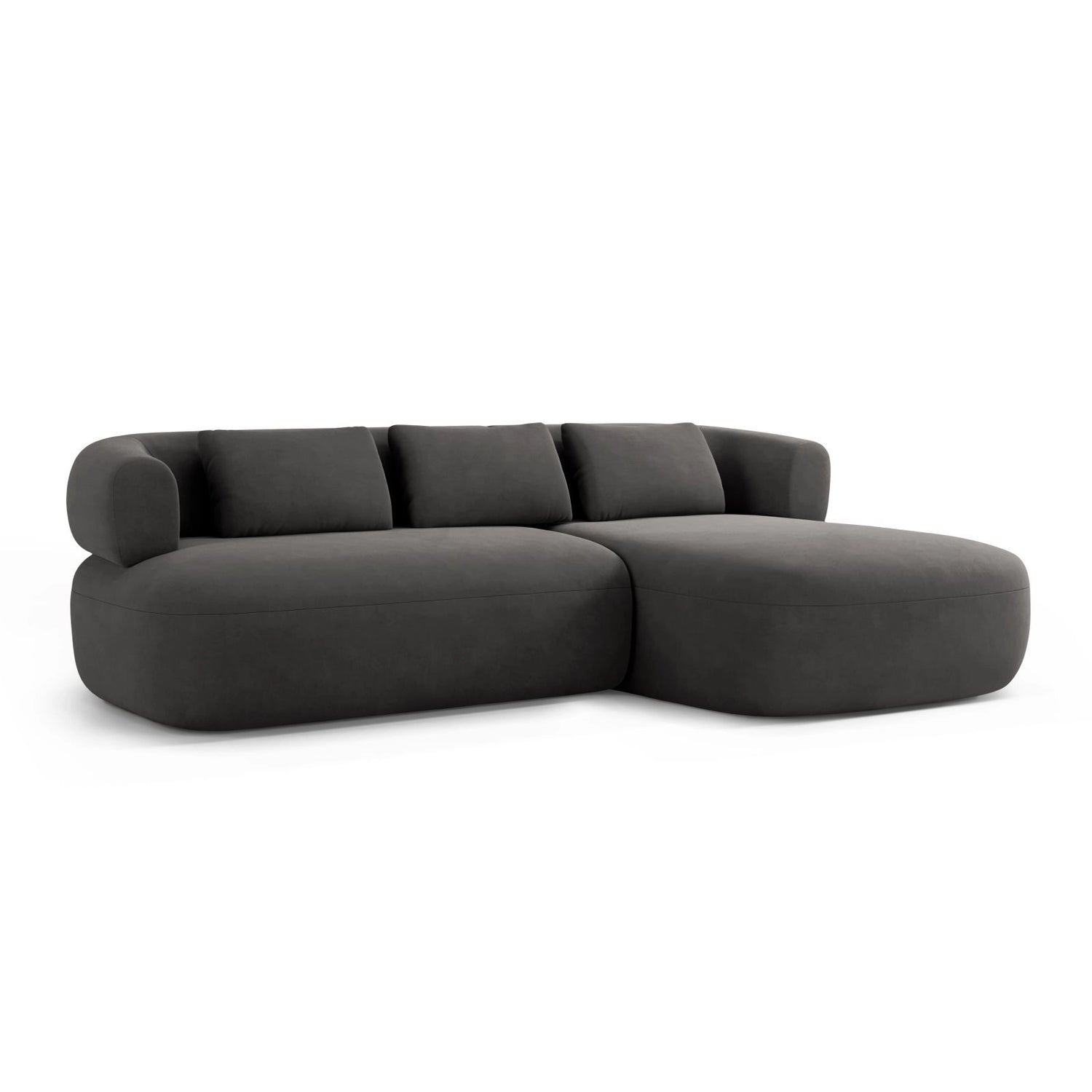 Jenny 5-Sitzer Ecksofa, Rechte Seite, aus Samt in Dunkelgrau (Salvador 18), 225x145 cm von Micadoni – Bild 2