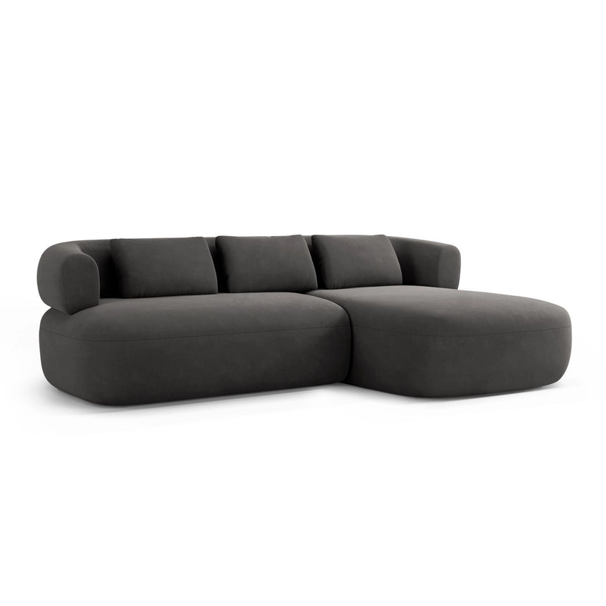 Jenny 5-Sitzer Ecksofa, Rechte Seite, aus Samt in Dunkelgrau (Salvador 18), 225x145 cm von Micadoni – Bild 2