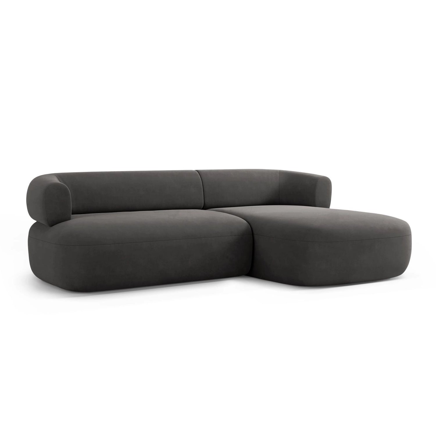 Jenny 5-Sitzer Ecksofa, Rechte Seite, aus Samt in Dunkelgrau (Salvador 18), 225x145 cm von Micadoni – Bild 3