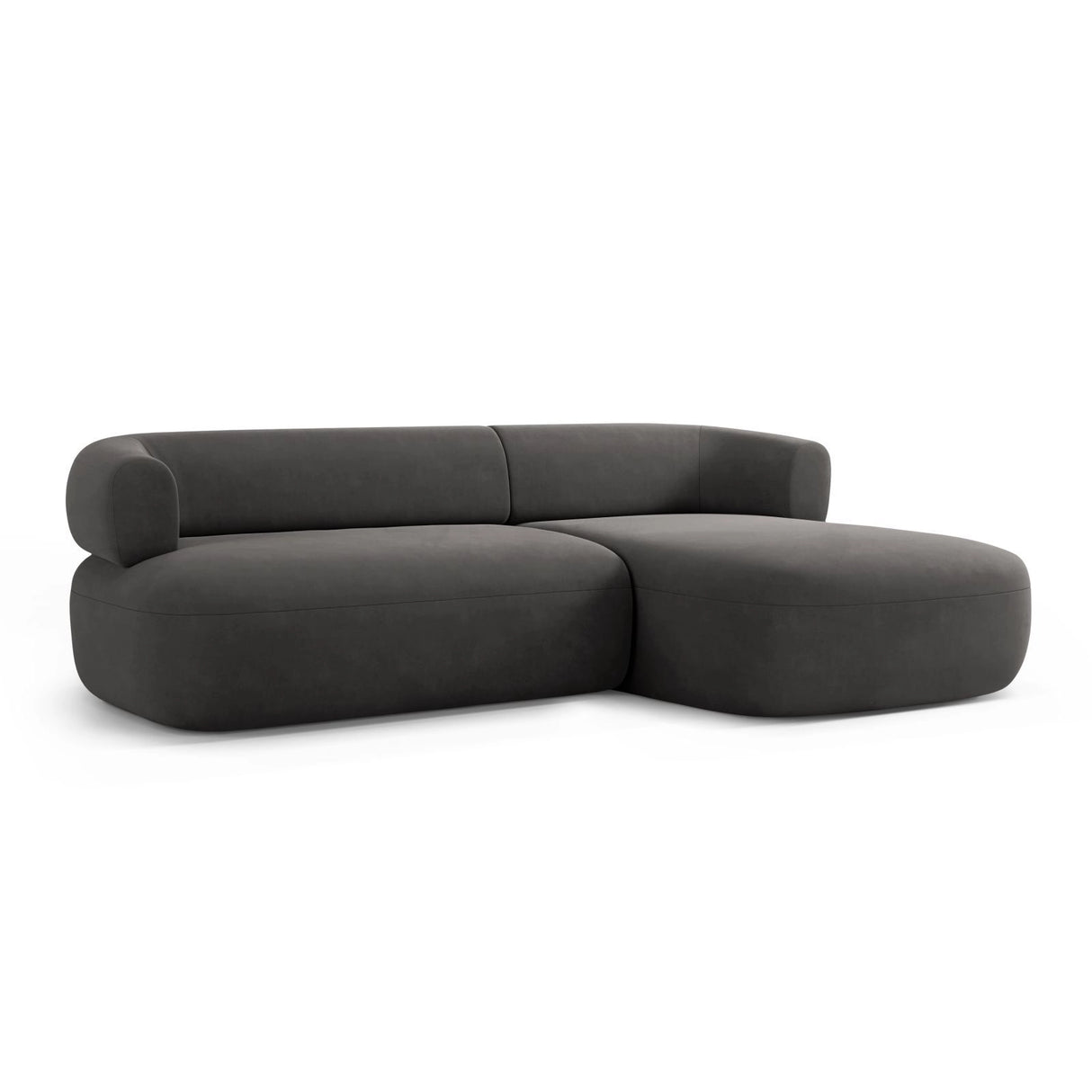 Jenny 5-Sitzer Ecksofa, Rechte Seite, aus Samt in Dunkelgrau (Salvador 18), 225x145 cm von Micadoni – Bild 3