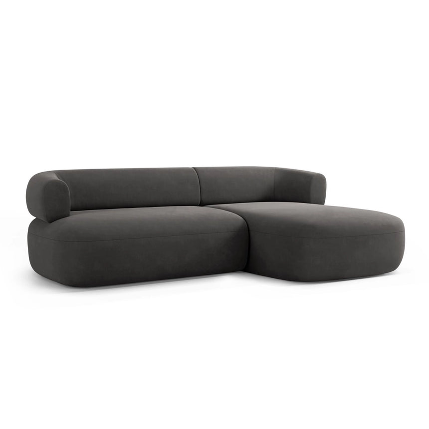 Jenny 5-Sitzer Ecksofa, Rechte Seite, aus Samt in Dunkelgrau (Salvador 18), 225x145 cm von Micadoni – Bild 3