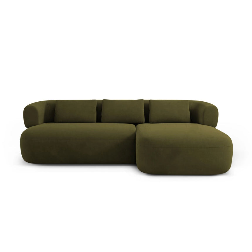 Jenny 5-Sitzer Ecksofa, Rechte Seite, aus Samt in Grün (Salvador 8), 225x145 cm von Micadoni – Bild 1