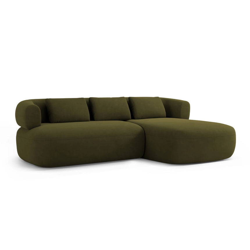 Jenny 5-Sitzer Ecksofa, Rechte Seite, aus Samt in Grün (Salvador 8), 225x145 cm von Micadoni – Bild 2
