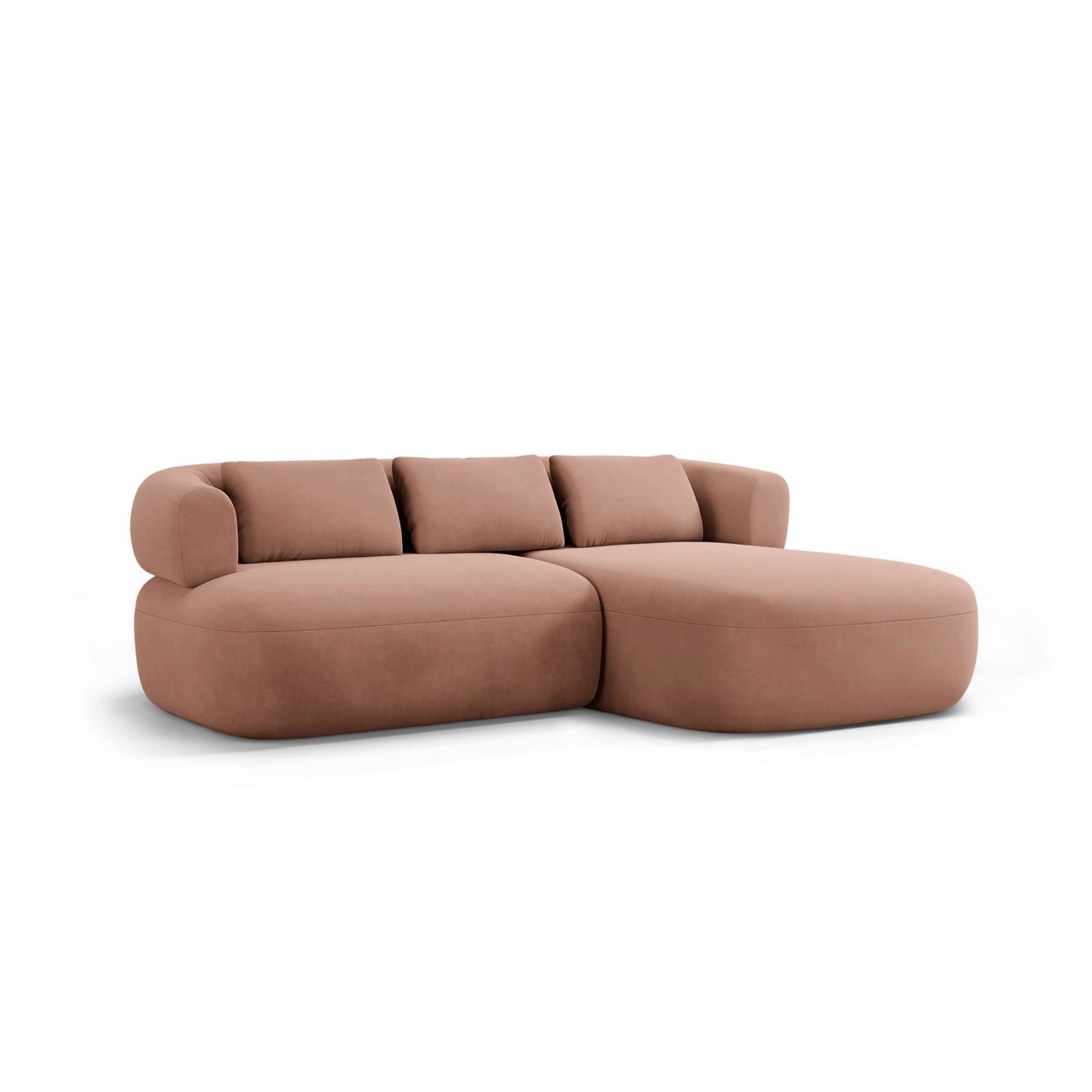 Jenny 5-Sitzer Ecksofa, Rechte Seite, aus Samt in Rosa (Salvador 11), 200x145 cm von Micadoni – Bild 2