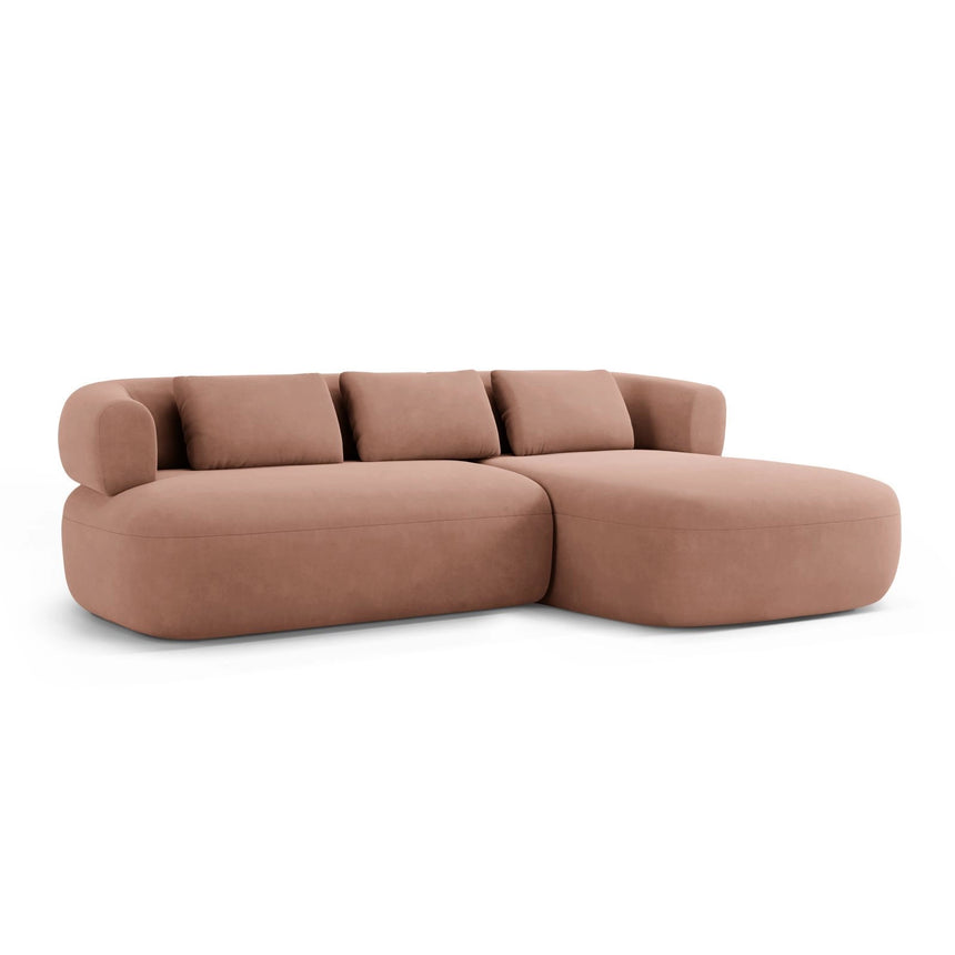Jenny 5-Sitzer Ecksofa, Rechte Seite, aus Samt in Rosa (Salvador 11), 225x145 cm von Micadoni – Bild 2