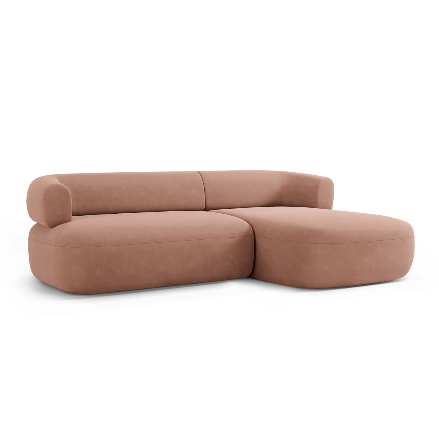 Jenny 5-Sitzer Ecksofa, Rechte Seite, aus Samt in Rosa (Salvador 11), 225x145 cm von Micadoni – Bild 3