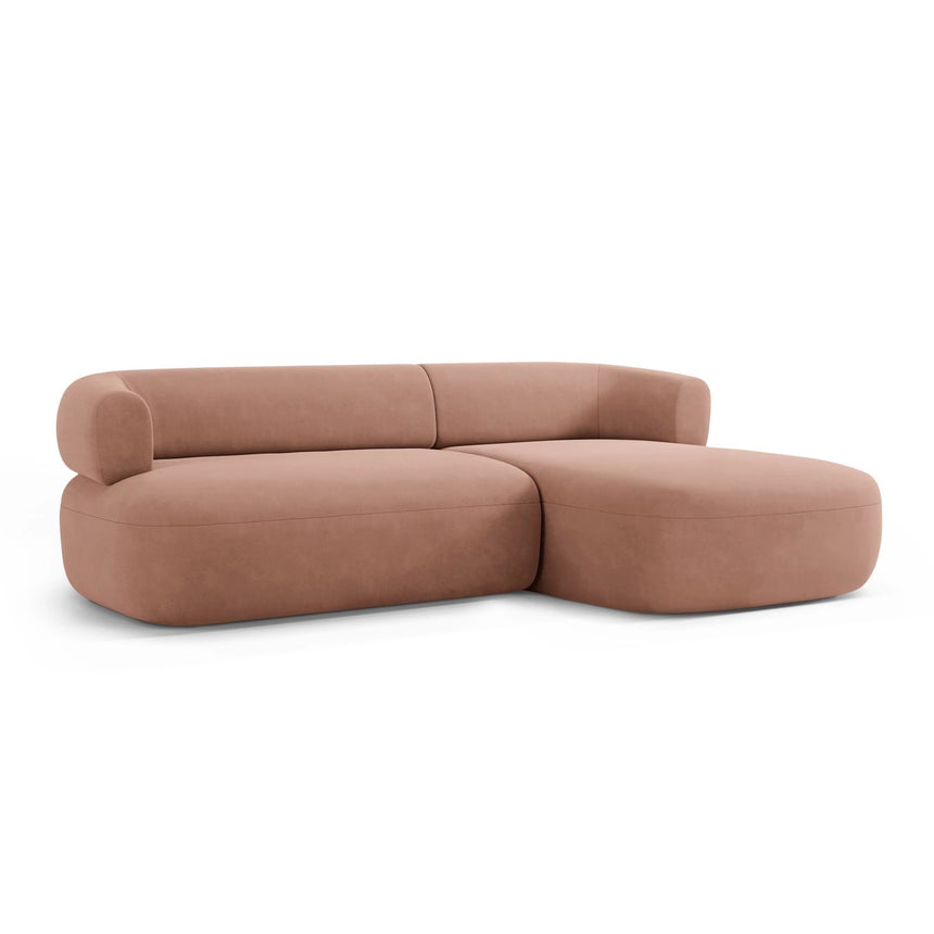 Jenny 5-Sitzer Ecksofa, Rechte Seite, aus Samt in Rosa (Salvador 11), 225x145 cm von Micadoni – Bild 3