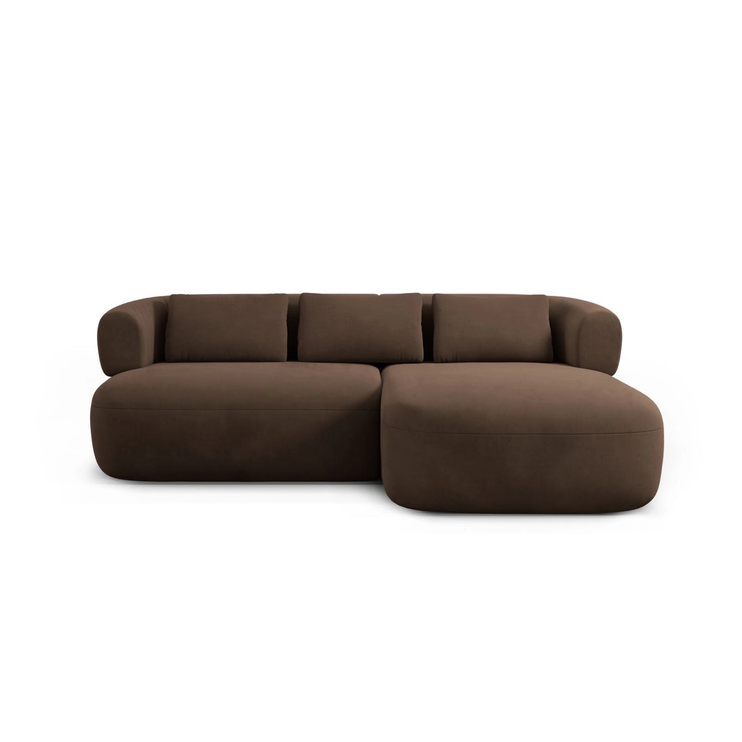 Jenny 5-Sitzer Ecksofa, Rechte Seite, aus Samt in Schokolade (Salvador 4), 200x145 cm von Micadoni – Bild 1