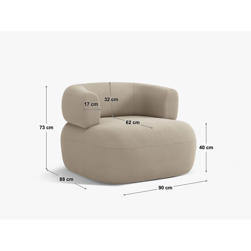 Jenny Sessel aus Samt, Boucle oder Chenille, 90x88 cm von Micadoni – Bild 2