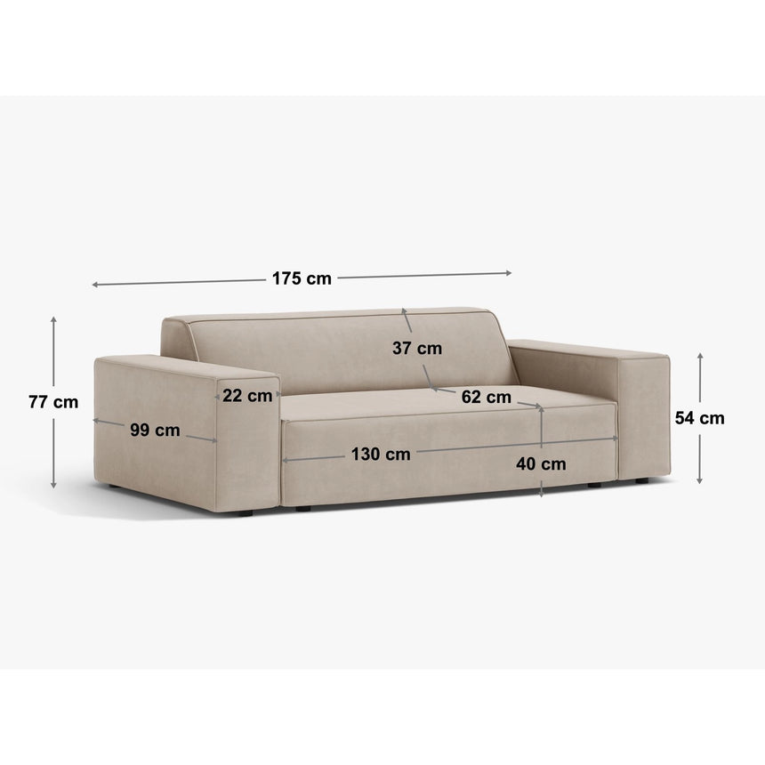Jodie 2-Sitzer Sofa aus Samt, Boucle oder Strukturstoff, 175x99 cm von Micadoni – Bild 2