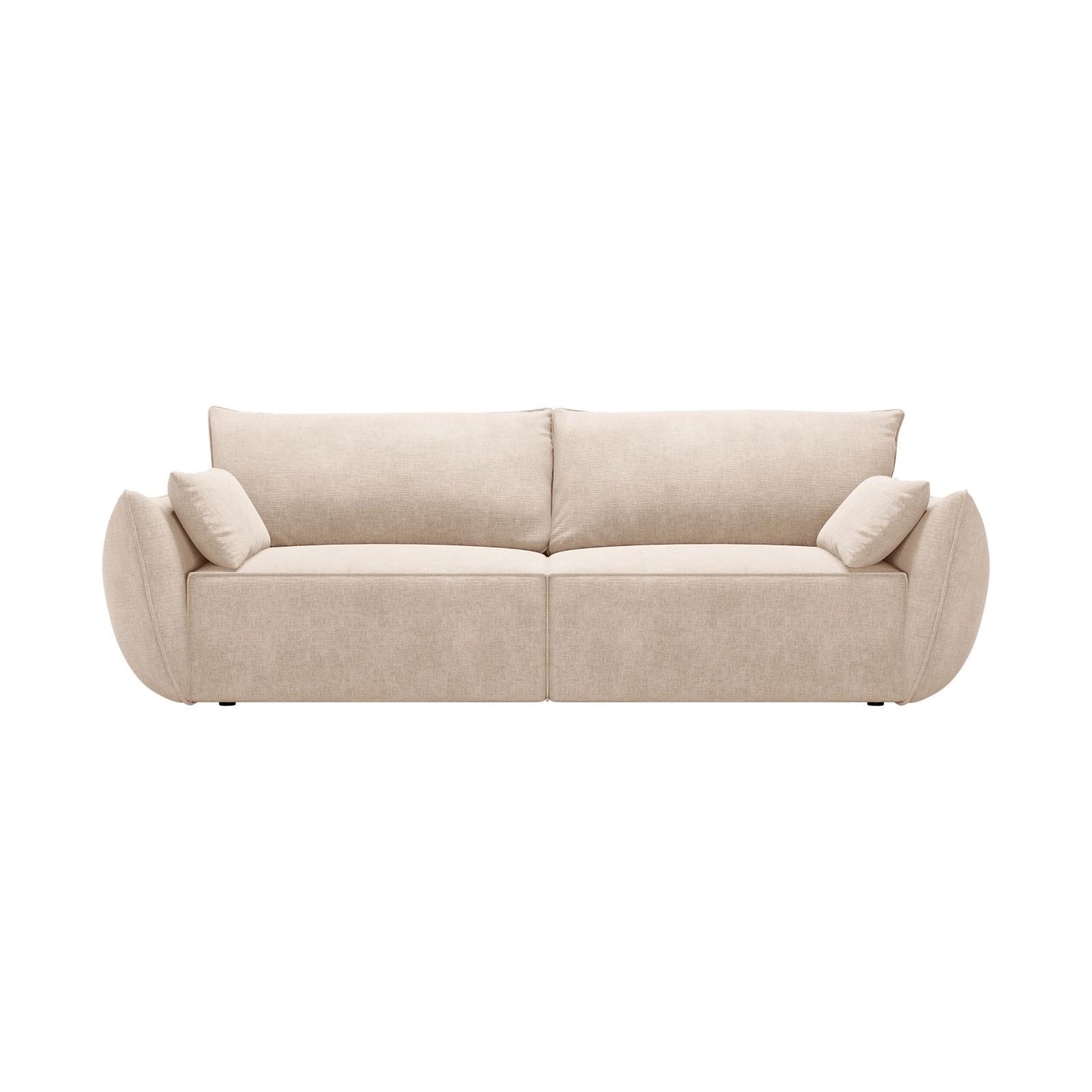 Kaelle 3-Sitzer Sofa mit Schlaffunktion und Bettkasten, ausklappbar, aus Chenille in Beige (Over The Horizon 08), 244x97 cm von Micadoni – Bild 1