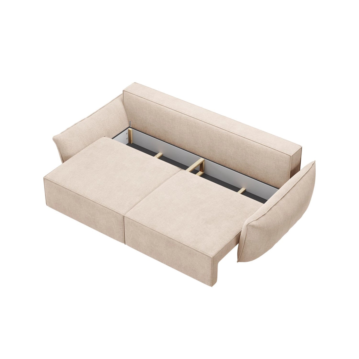 Kaelle 3-Sitzer Sofa mit Schlaffunktion und Bettkasten, ausklappbar, aus Chenille in Beige (Over The Horizon 08), 244x97 cm von Micadoni – Bild 5