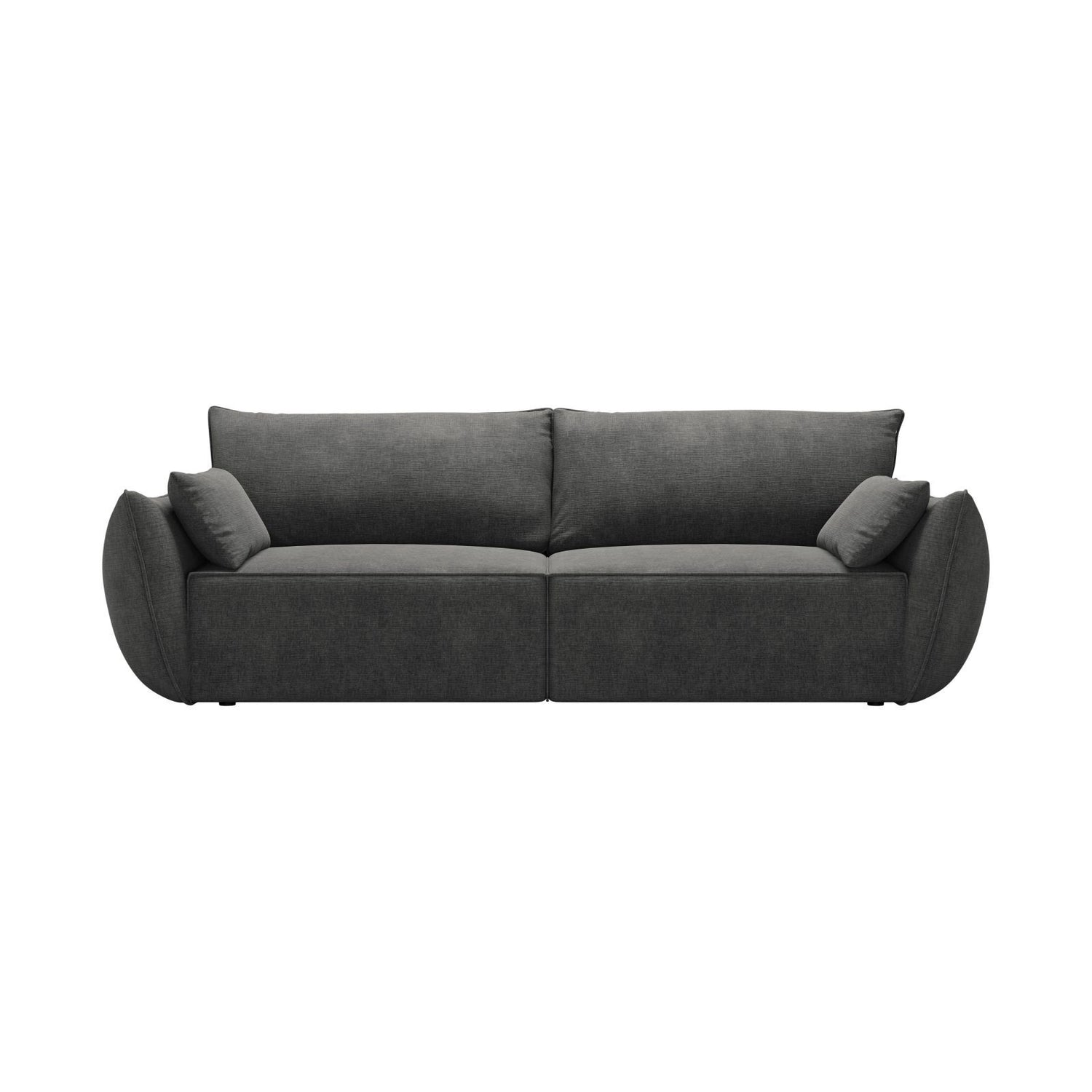 Kaelle 3-Sitzer Sofa mit Schlaffunktion und Bettkasten, ausklappbar, aus Chenille in Dunkelgrau (Over The Horizon 97), 244x97 cm von Micadoni – Bild 1