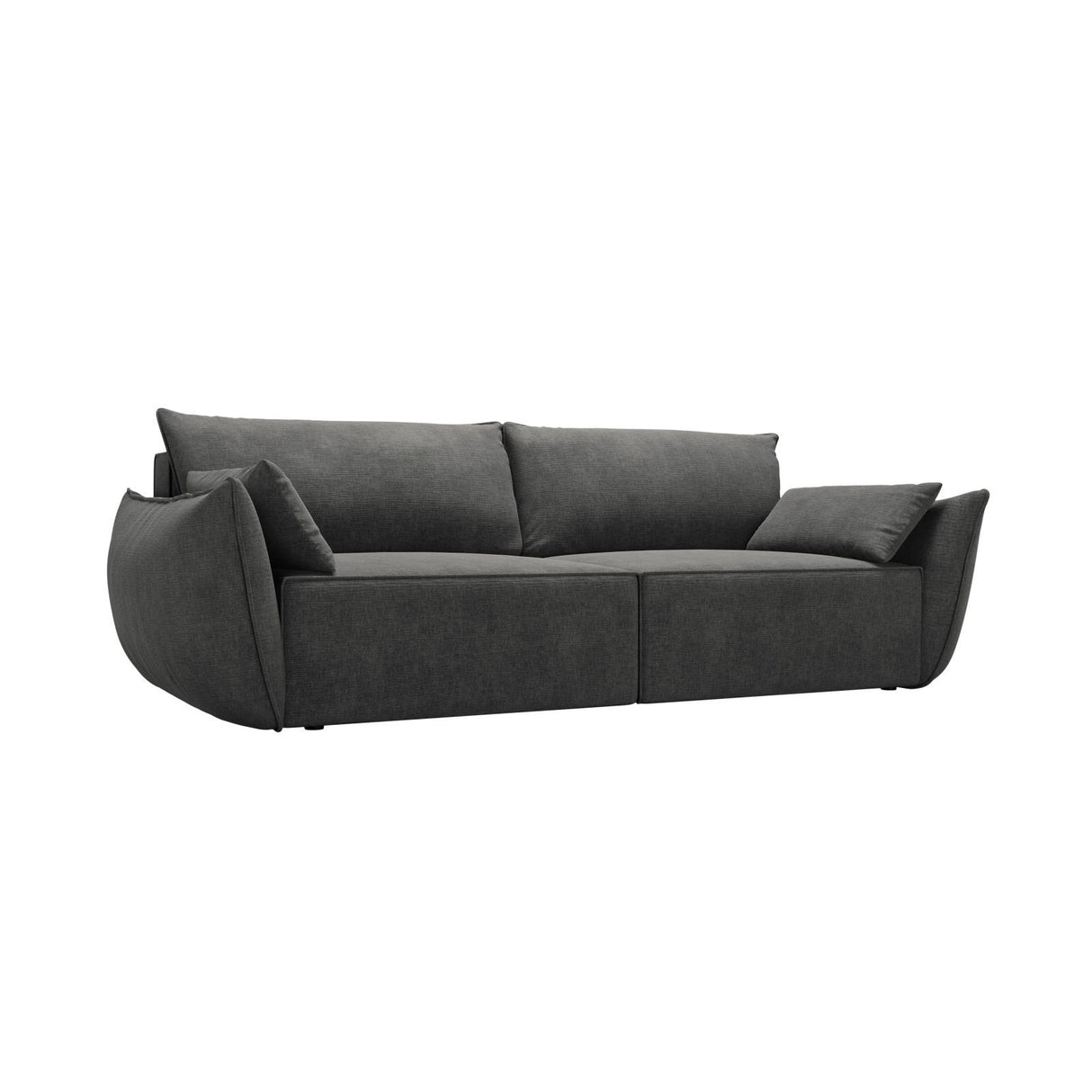Kaelle 3-Sitzer Sofa mit Schlaffunktion und Bettkasten, ausklappbar, aus Chenille in Dunkelgrau (Over The Horizon 97), 244x97 cm von Micadoni – Bild 4