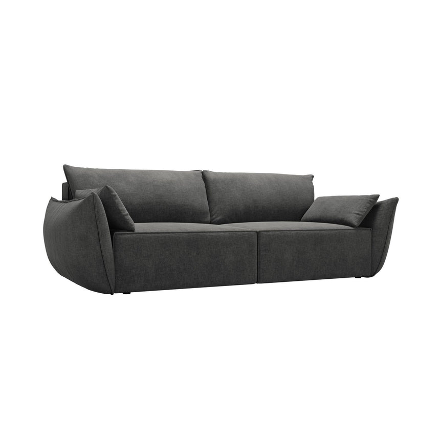 Kaelle 3-Sitzer Sofa mit Schlaffunktion und Bettkasten, ausklappbar, aus Chenille in Dunkelgrau (Over The Horizon 97), 244x97 cm von Micadoni – Bild 4