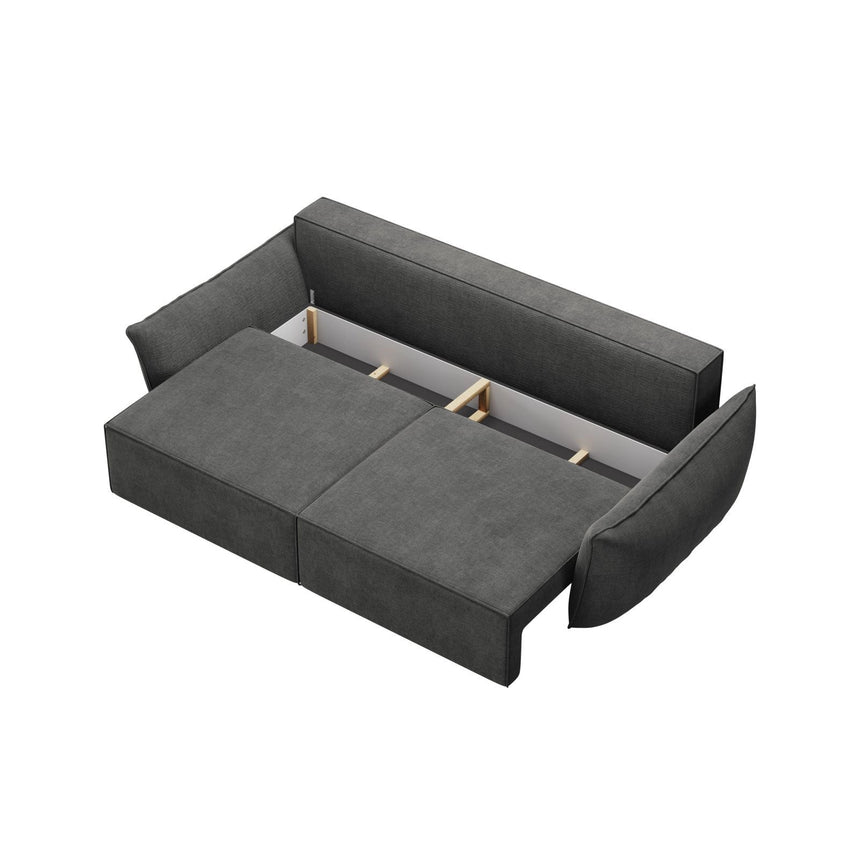 Kaelle 3-Sitzer Sofa mit Schlaffunktion und Bettkasten, ausklappbar, aus Chenille in Dunkelgrau (Over The Horizon 97), 244x97 cm von Micadoni – Bild 5