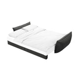 Kaelle 3-Sitzer Sofa mit Schlaffunktion und Bettkasten, ausklappbar, aus Chenille in Dunkelgrau (Over The Horizon 97), 244x97 cm von Micadoni – Bild 6