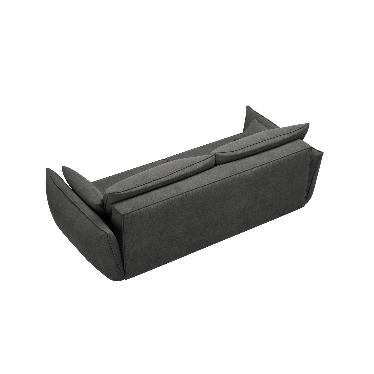 Kaelle 3-Sitzer Sofa mit Schlaffunktion und Bettkasten, ausklappbar, aus Chenille in Dunkelgrau (Over The Horizon 97), 244x97 cm von Micadoni – Bild 7