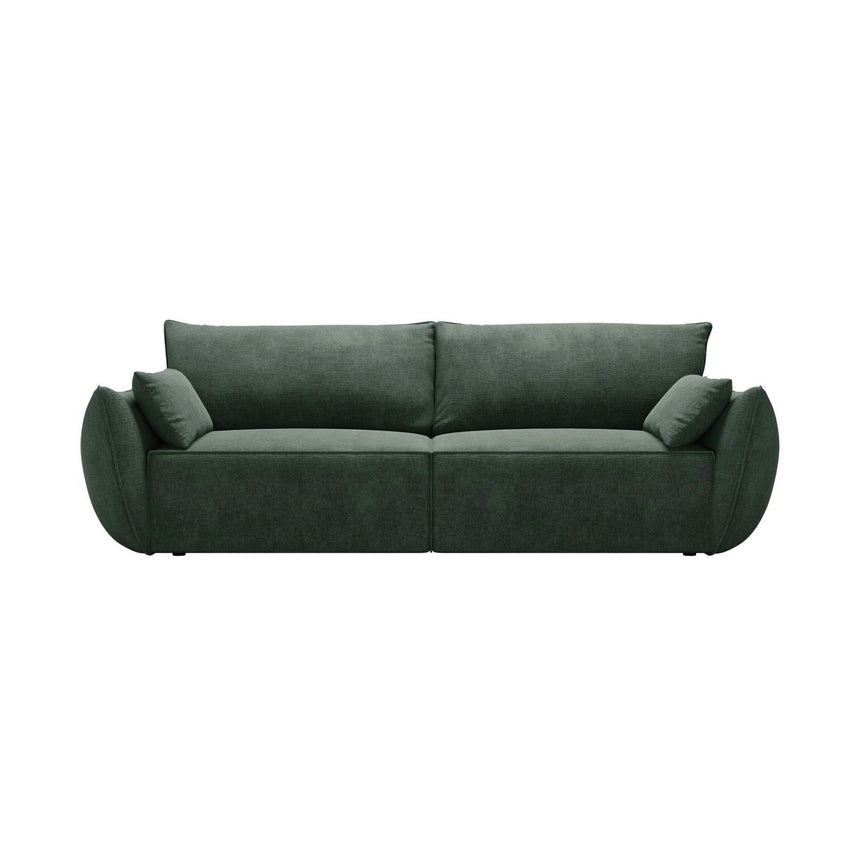 Kaelle 3-Sitzer Sofa mit Schlaffunktion und Bettkasten, ausklappbar, aus Chenille in Flaschengrün (Over The Horizon 39), 244x97 cm von Micadoni – Bild 1