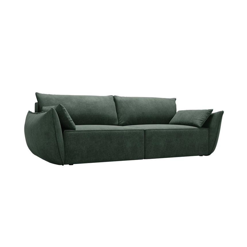 Kaelle 3-Sitzer Sofa mit Schlaffunktion und Bettkasten, ausklappbar, aus Chenille in Flaschengrün (Over The Horizon 39), 244x97 cm von Micadoni – Bild 4