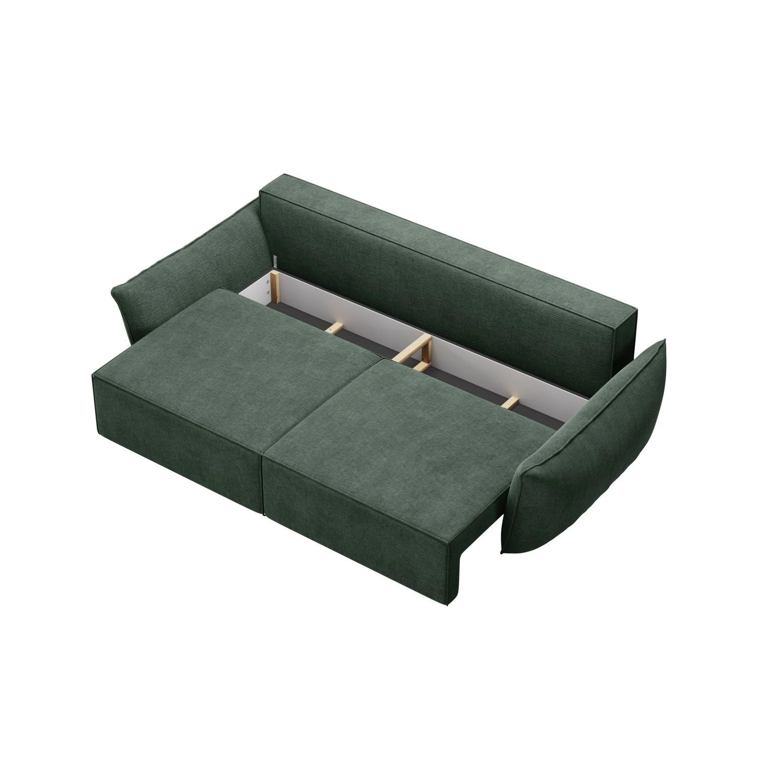 Kaelle 3-Sitzer Sofa mit Schlaffunktion und Bettkasten, ausklappbar, aus Chenille in Flaschengrün (Over The Horizon 39), 244x97 cm von Micadoni – Bild 5