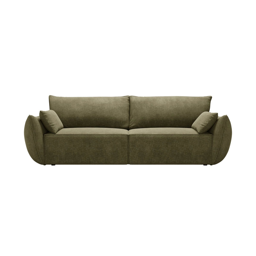 Kaelle 3-Sitzer Sofa mit Schlaffunktion und Bettkasten, ausklappbar, aus Chenille in Grün (Over The Horizon 38), 244x97 cm von Micadoni – Bild 1