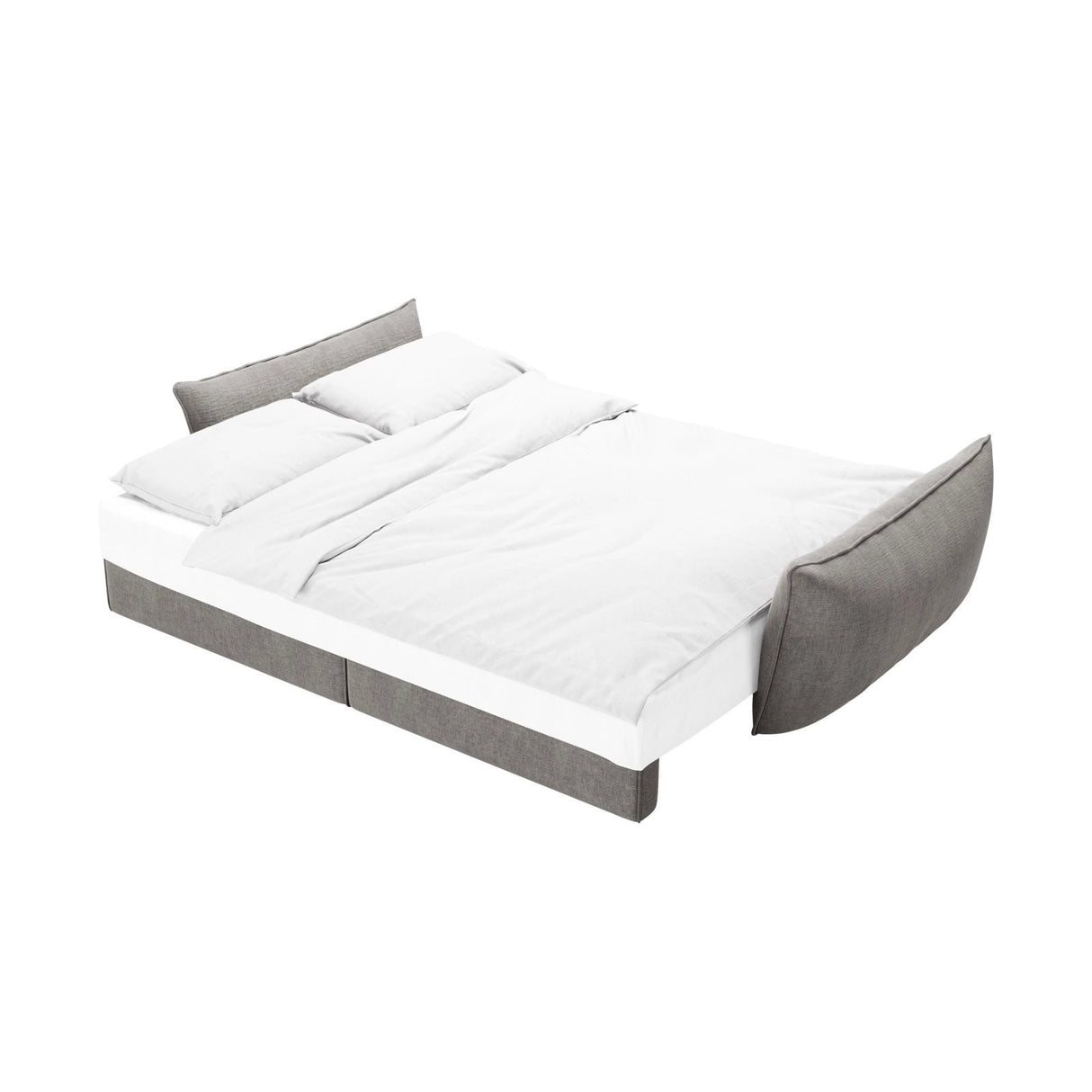 Kaelle 3-Sitzer Sofa mit Schlaffunktion und Bettkasten, ausklappbar, aus Chenille in Hellgrau (Over The Horizon 85), 244x97 cm von Micadoni – Bild 6